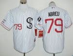 White Sox #79 Jose Abreu White(Black Strip) Cooperstown Stitched Jersey