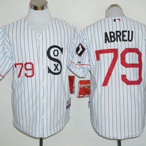 White Sox #79 Jose Abreu White(Black Strip) Cooperstown Stitched Jersey