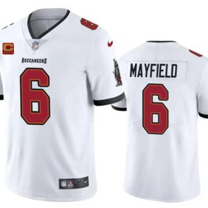 Tampa Bay Buccaneers #6 Baker Mayfield White 2024 With 4-Star C Patch Vapor Limited Stitched Jersey