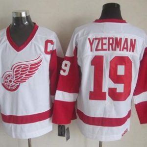 Red Wings #19 Steve Yzerman White CCM Throwback Stitched Jersey