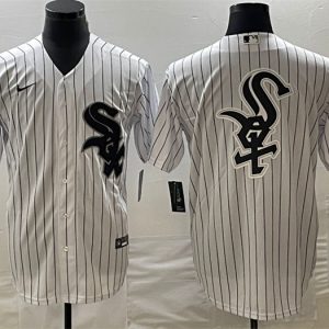 Chicago White Sox White Team Big Logo Cool Base Stitched JerseyS