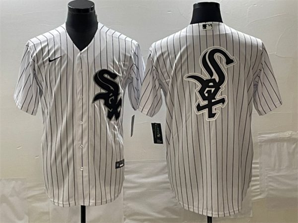 Chicago White Sox White Team Big Logo Cool Base Stitched JerseyS