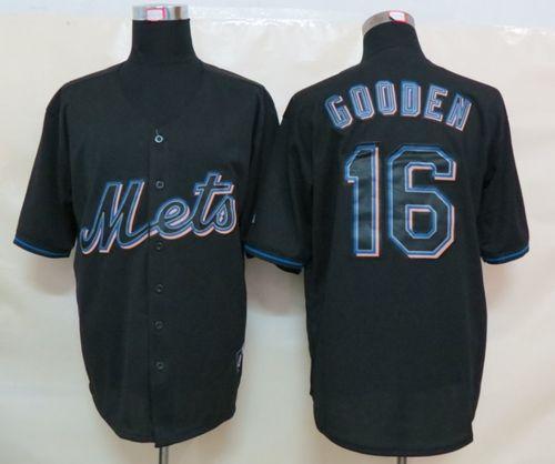 Mets #16 Dwight Gooden Black Fashion Stitched Jersey
