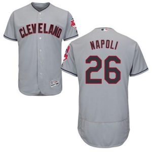 Indians #26 Mike Napoli Grey Flexbase Authentic Collection Stitched Jersey