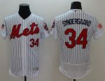 Mets #34 Noah Syndergaard White(Blue Strip) Fashion Stars Stripes Flexbase Authentic Stitched Jersey
