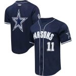 Dallas Cowboys #11 Micah Parsons Navy Pro Standard Mesh Button-Up Stitched Jersey