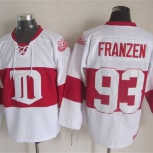 Red Wings #93 Johan Franzen White Winter Classic CCM Throwback Stitched Jersey