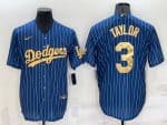 Los Angeles Dodgers #3 Chris Taylor Navy Gold Cool Base Stitched Baseball Jersey