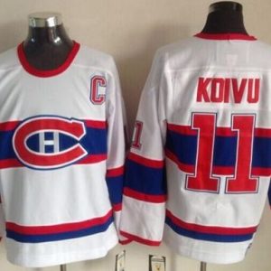 Canadiens #11 Saku Koivu White CCM Throwback Stitched Jersey