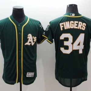 Athletics #34 Rollie Fingers Green Flexbase Authentic Collection Stitched Jersey