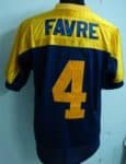 Mitchell Ness Packers #4 Brett Favre Blue Gold With 75 Anniversary Patch Stitched Throwback Jersey