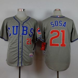Cubs #21 Sammy Sosa Grey Alternate Road Cool Base Stitched Jersey