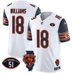 Chicago Bears #18 Caleb Williams White F.U.S.E. With Illinois And No. 51 Patch Stitched Jersey