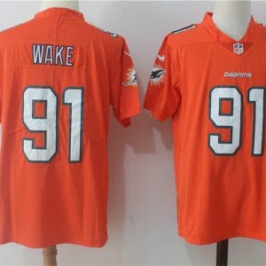 Miami Dolphins #91 Cameron Wake Orange Vapor Untouchable Limited Stitched Nike Jersey