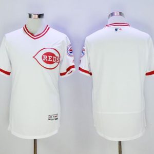 Reds Blank White Flexbase Authentic Collection Cooperstown Stitched Jersey