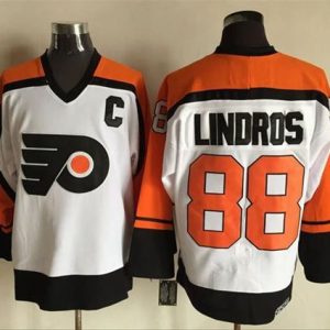 Flyers #88 Eric Lindros White Black CCM Throwback Stitched Jersey