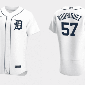 Detroit Tigers #57 Eduardo Rodriguez White Flex Base Stitched Jersey