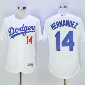 Dodgers #14 Enrique Hernandez White Flexbase Authentic Collection Stitched Jersey