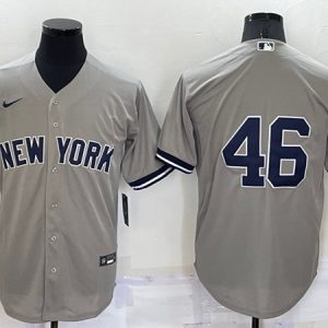 New York Yankees #46 Andy Pettitte Grey Cool Base Stitched Baseball Jersey
