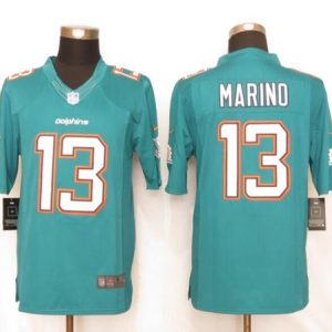 Dolphins #13 Dan Marino Aqua Green Team Color Stitched Limited Nike Jersey