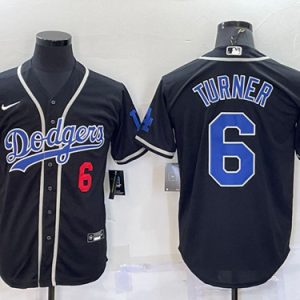 Los Angeles Dodgers #6 Trea Turner Black Cool Base Stitched Baseball Jersey