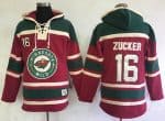 Wild #16 Jason Zucker Red Sawyer Hooded Sweatshirt Stitched Jersey