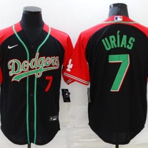 Los Angeles Dodgers #7 Julio Urias Red Black Cool Base Stitched Baseball Jersey