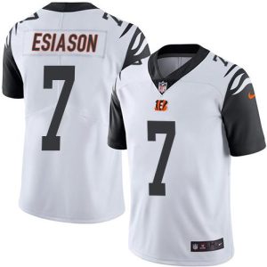 Bengals #7 Boomer Esiason White Stitched Limited Rush Nike Jersey