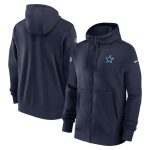 Dallas Cowboys Navy Sideline Club Performance Full-Zip Hoodie