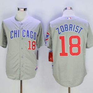 Cubs #18 Ben Zobrist Grey Road Cool Base Stitched Jersey