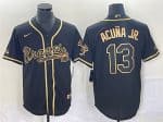 Atlanta Braves #13 Ronald Acuna Jr. Black Gold Cool Base Stitched Jersey