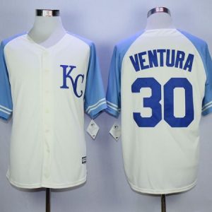 Royals #30 Yordano Ventura Cream Exclusive Vintage Stitched Jersey