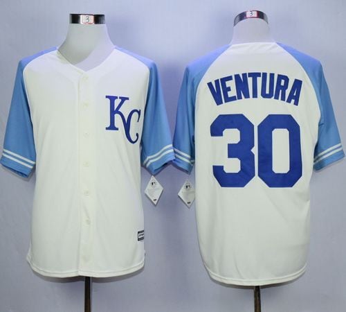 Royals #30 Yordano Ventura Cream Exclusive Vintage Stitched Jersey
