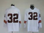 Mitchell Ness Browns #32 Jim Brown White Stitched Throwback Jersey