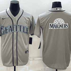 Seattle Mariners Gray Team Big Logo Cool Base Stitched Jersey