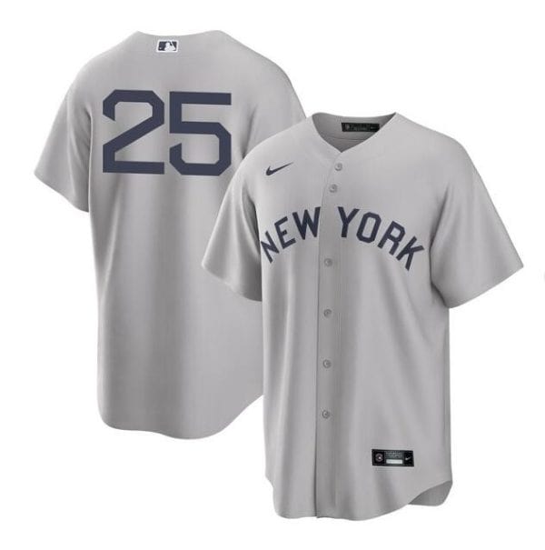 New York Yankees Field Of Dreams #25 Gleyber Torres Cool Base Jersey Uniforms Gray Stitched Jersey