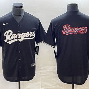 Texas Rangers Black Team Big Logo Cool Base Stitched Jersey
