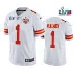 Kansas City Chiefs #1 Jerick McKinnon White Super Bowl LVII Patch Vapor Untouchable Limited Stitched Jersey