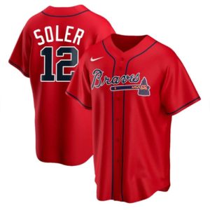 Atlanta Braves #12 Jorge Soler Red Cool Base Stitched Jersey