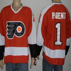 Flyers #1 Bernie Parent Orange Stitched Jersey