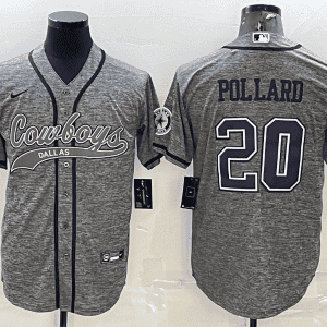 Dallas Cowboys #20 Tony Pollard Grey With Patch Cool Base Stitched Baseball Jersey