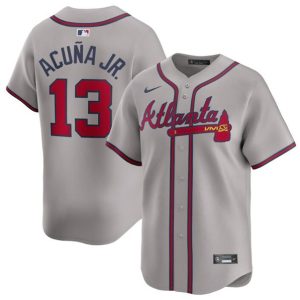 Atlanta Braves #13 Ronald Acuna Jr. Gray 2024 Away Limited Stitched Jersey