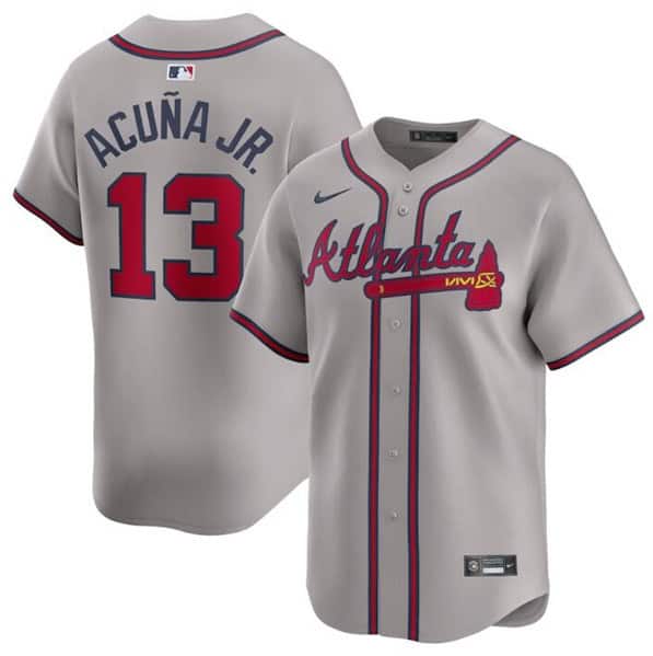Atlanta Braves #13 Ronald Acuna Jr. Gray 2024 Away Limited Stitched Jersey