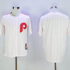 Phillies Blank White(Red Strip) Cooperstown Stitched Jersey