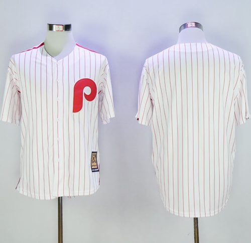 Phillies Blank White(Red Strip) Cooperstown Stitched Jersey