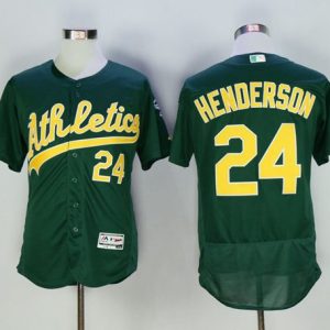Athletics #24 Rickey Henderson Green Flexbase Authentic Collection Cooperstown Stitched Jersey