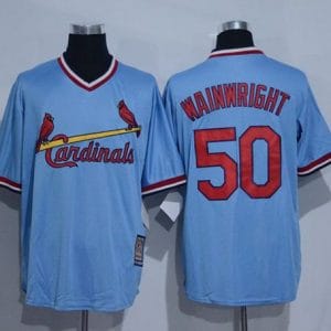 Cardinals #50 Adam Wainwright Blue Cooperstown Throwback Stitched Jersey