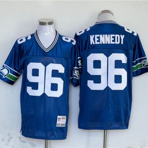 Seattle Seahawks #96 Cortez Kennedy Blue Throwback Stitched Jersey