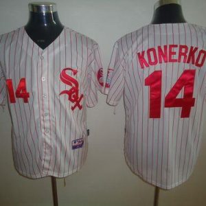 White Sox #14 Paul Konerko White Red Strip Stitched Jersey