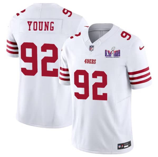 San Francisco 49ers #92 Chase Young White 2024 F.U.S.E. Super Bowl LVIII Patch Vapor Untouchable Limited Stitched Jersey